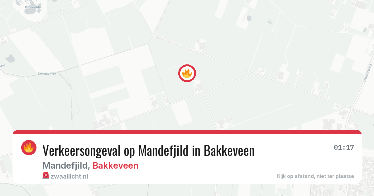 Verkeersongeval op Mandefjild in Bakkeveen — 3 jul 2026