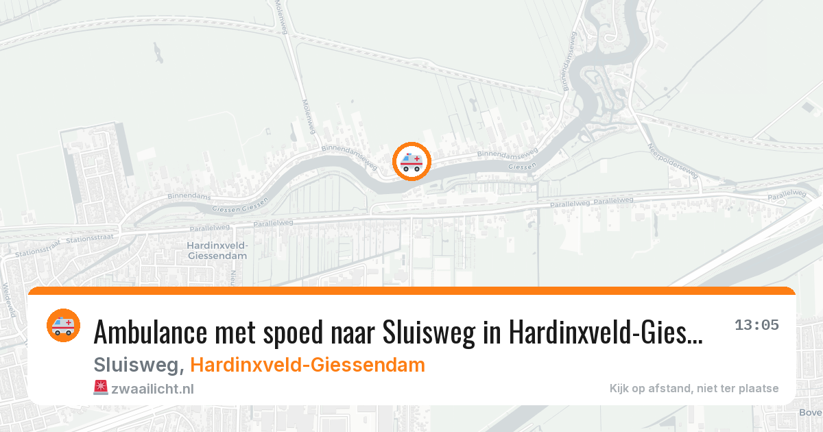 Ambulance met spoed naar Sluisweg in Hardinxveld-Giessendam — 23 mrt 2026
