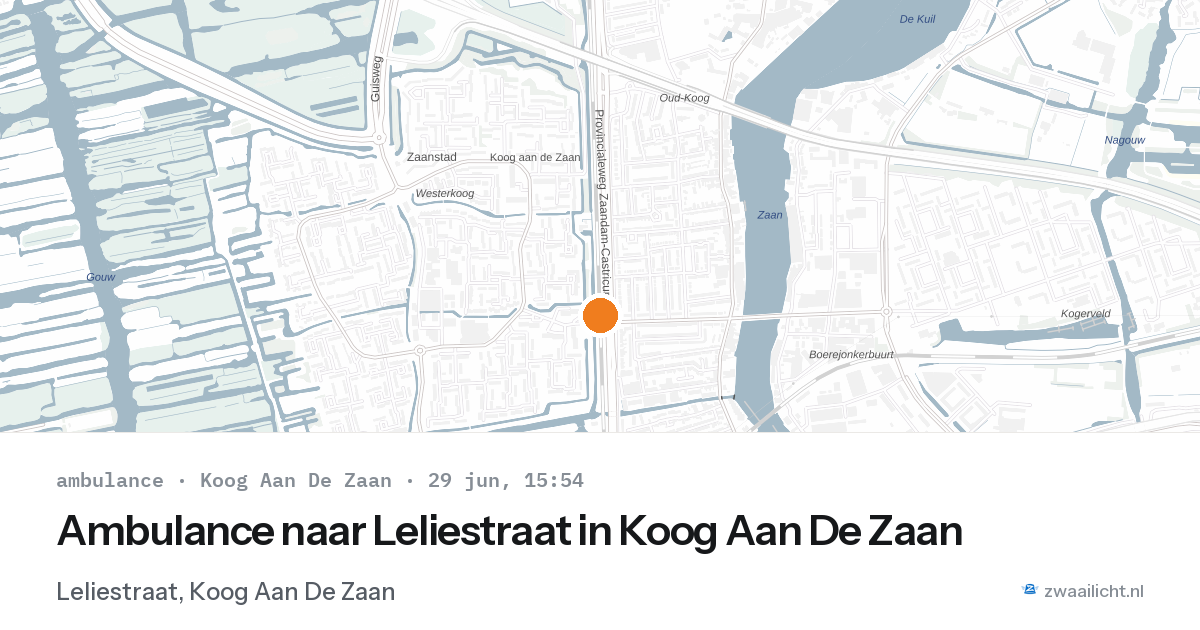 Ambulance naar Leliestraat in Koog Aan De Zaan — 29 jun 2026