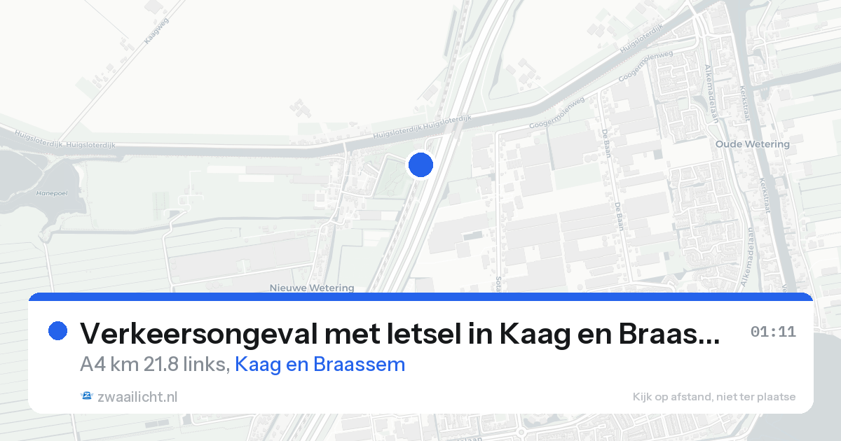 Verkeersongeval met letsel in Kaag en Braassem — 21 aug 2026