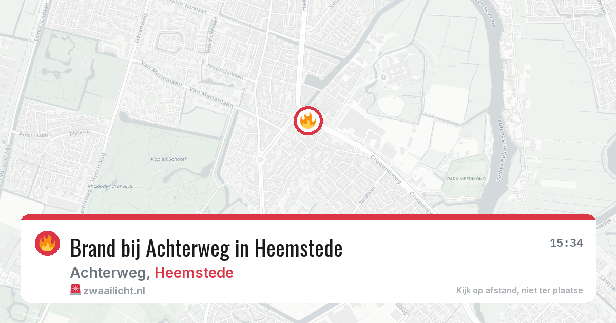 Brand bij Achterweg in Heemstede — 8 aug 2026