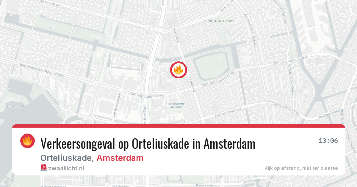 Verkeersongeval op Orteliuskade in Amsterdam — 26 jun 2026
