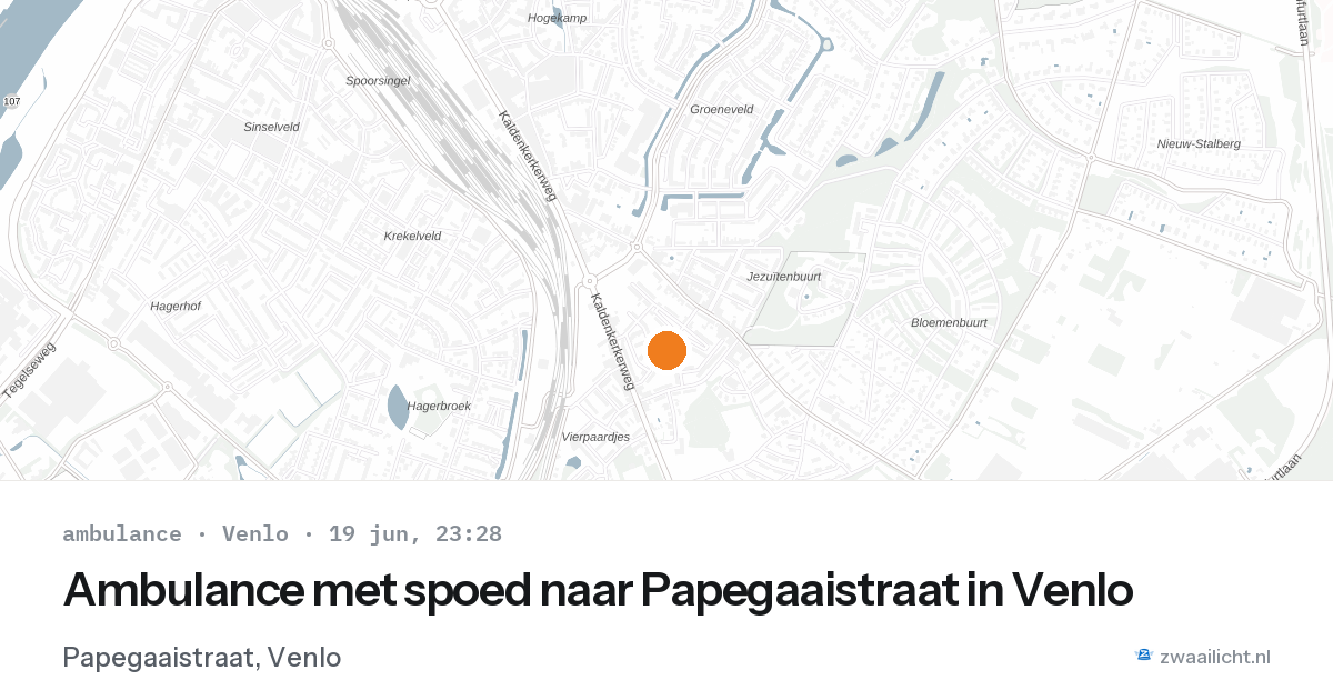 Ambulance met spoed naar Papegaaistraat in Venlo — 19 jun 2026