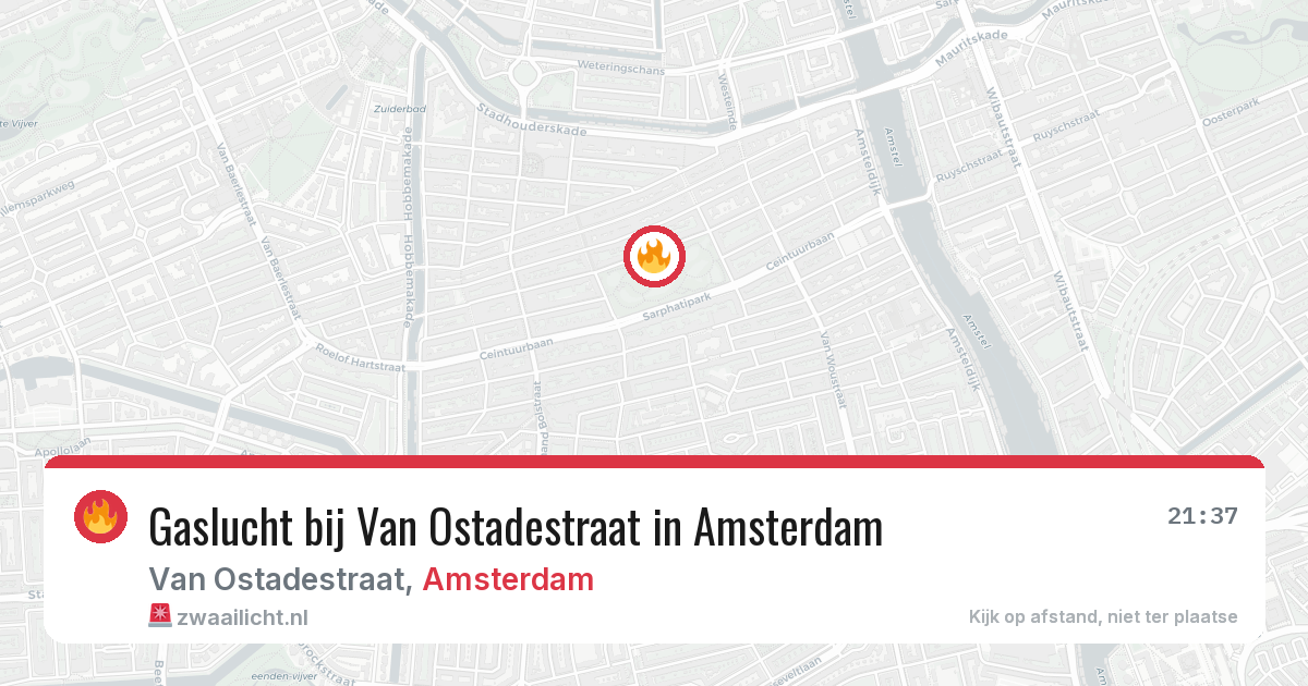 Gaslucht bij Van Ostadestraat in Amsterdam — 1 jul 2026