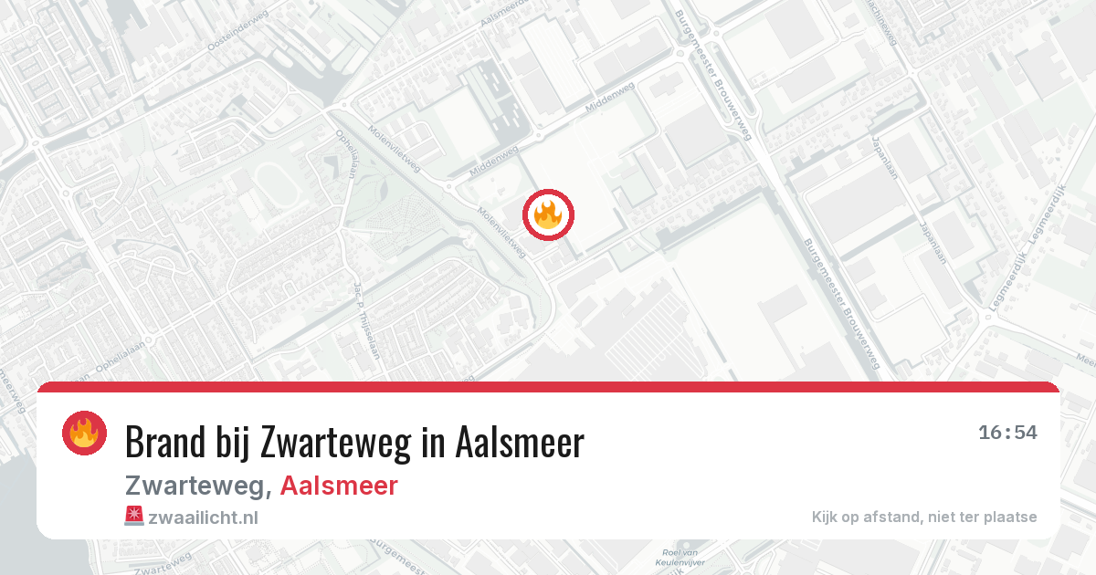 Brand bij Zwarteweg in Aalsmeer — 15 mei 2026