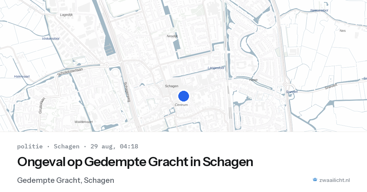 Ongeval op Gedempte Gracht in Schagen — 29 aug 2026