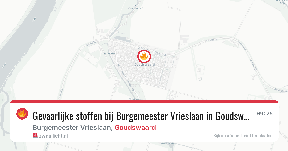 Gevaarlijke stoffen bij Burgemeester Vrieslaan in Goudswaard — 5 mrt 2026