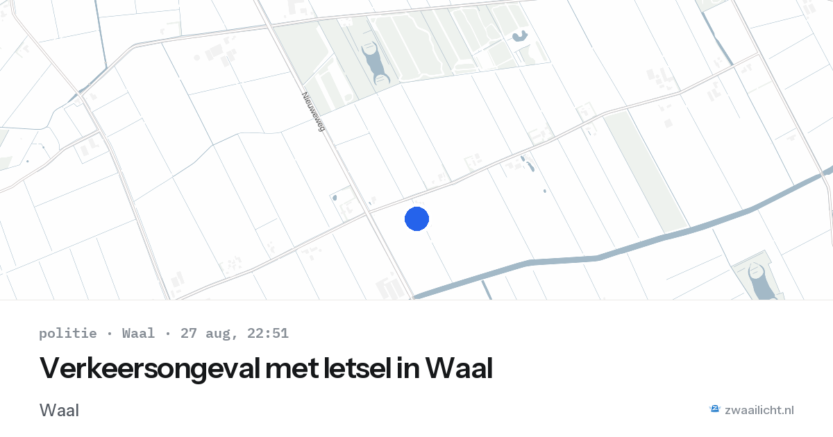 Verkeersongeval met letsel in Waal — 27 aug 2026