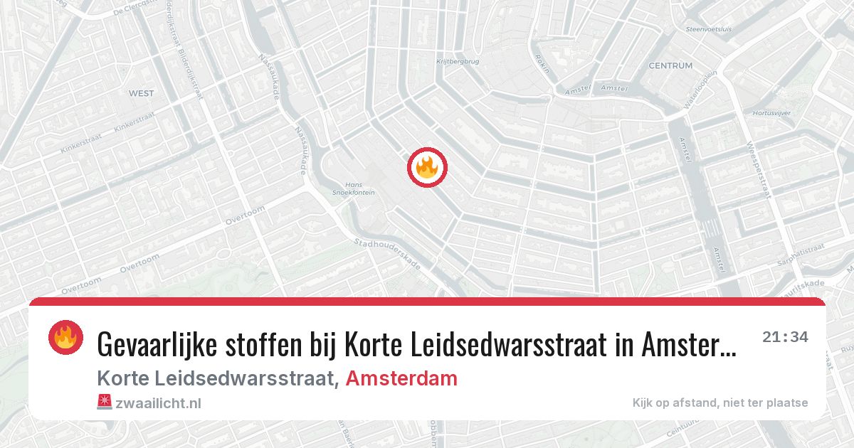 Gevaarlijke stoffen bij Korte Leidsedwarsstraat in Amsterdam — 29 jul 2026