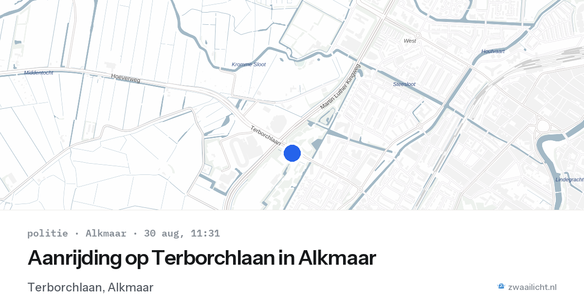 Aanrijding op Terborchlaan in Alkmaar — 30 aug 2026
