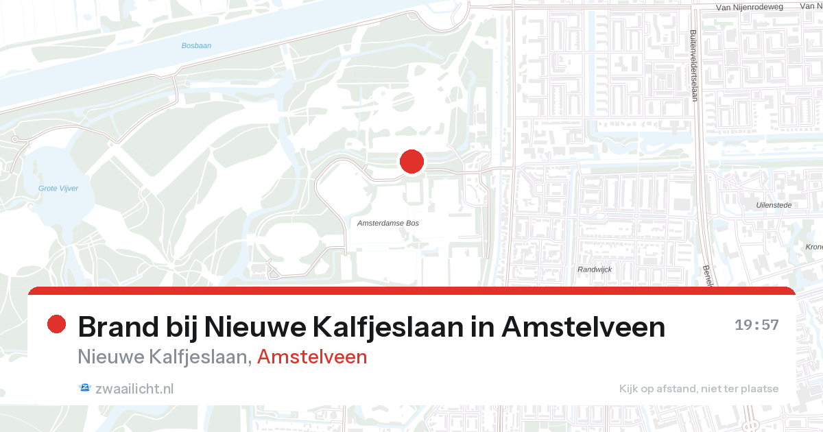 Brand bij Nieuwe Kalfjeslaan in Amstelveen — 27 aug 2026