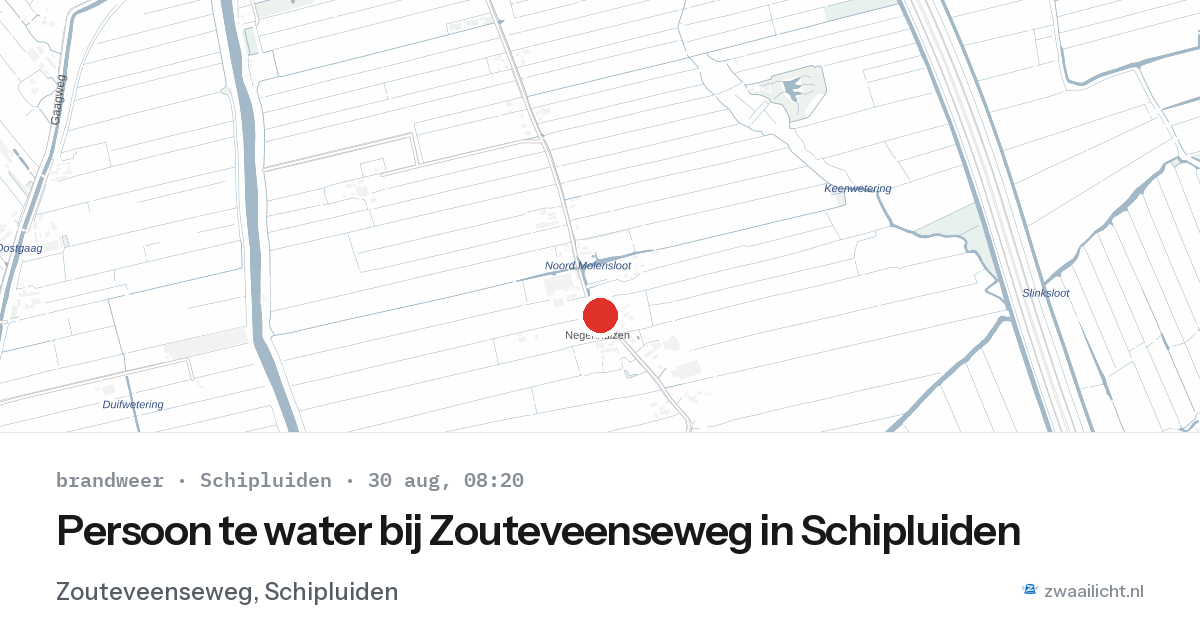 Persoon te water bij Zouteveenseweg in Schipluiden — 30 aug 2026