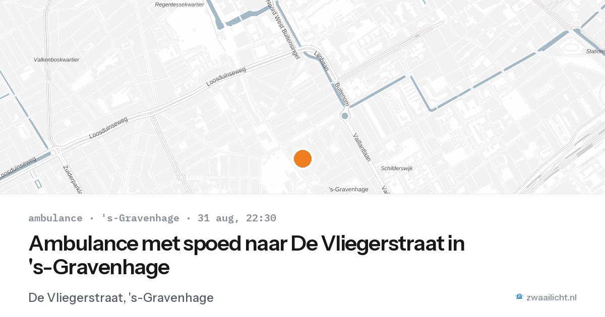 Ambulance met spoed naar De Vliegerstraat in 's-Gravenhage — 31 aug 2026