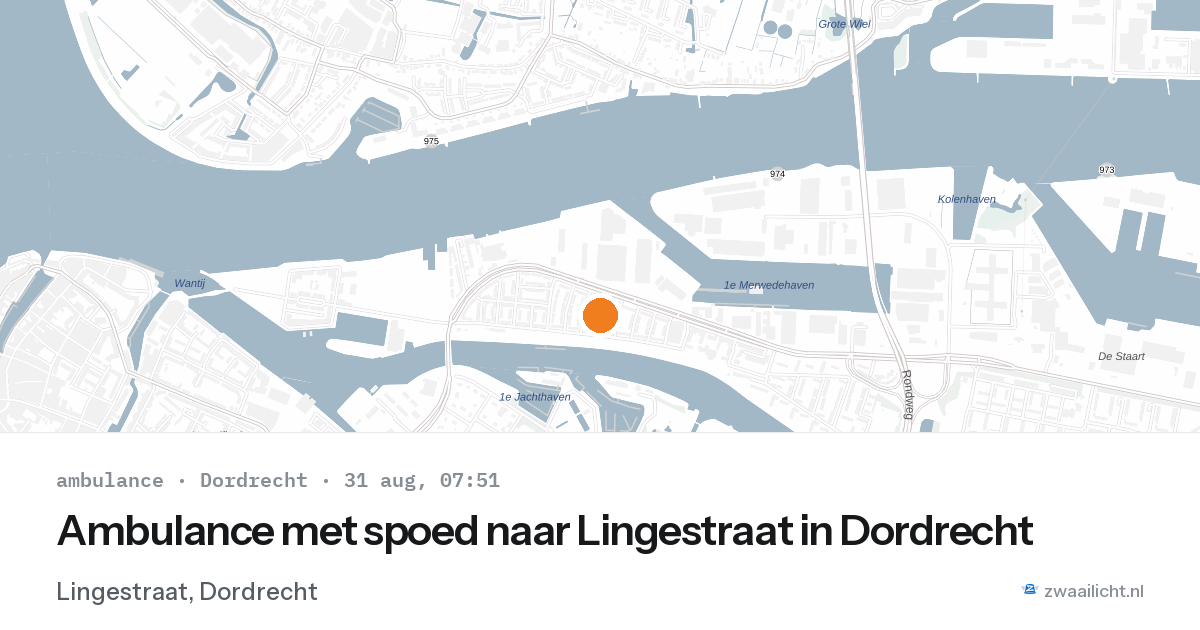 Ambulance met spoed naar Lingestraat in Dordrecht — 31 aug 2026