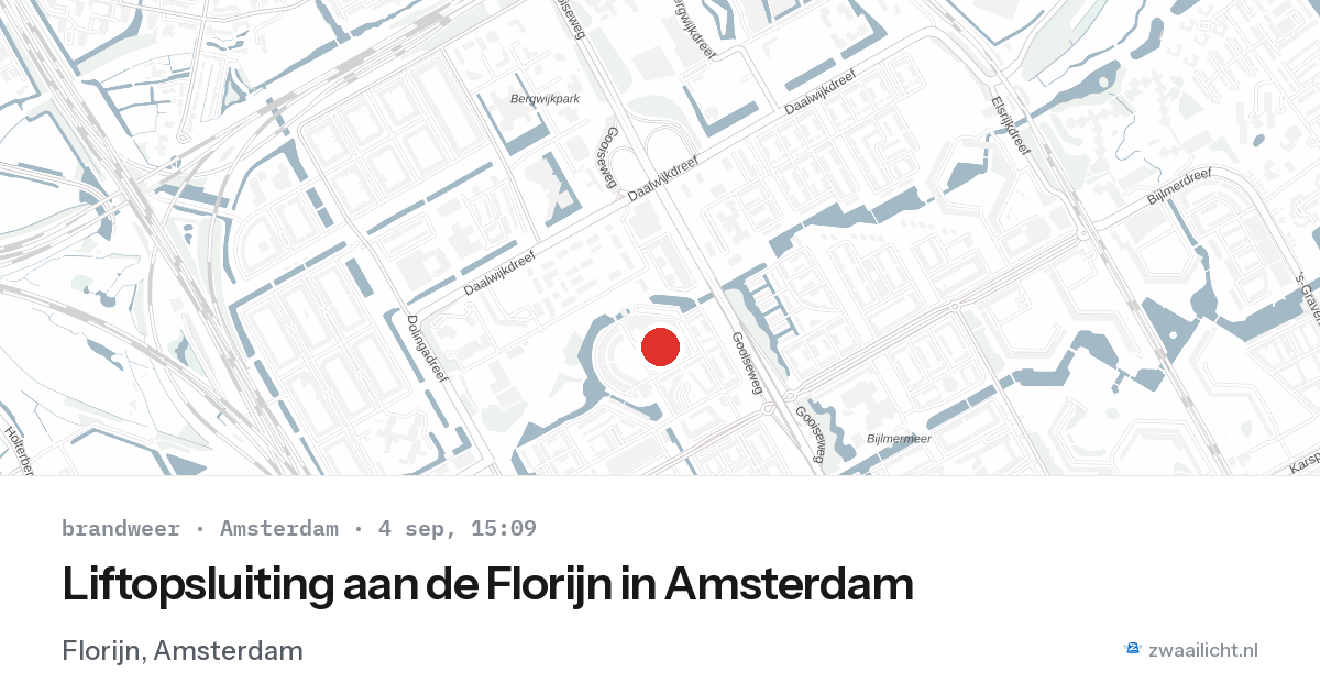 Liftopsluiting aan de Florijn in Amsterdam — 4 sep 2026