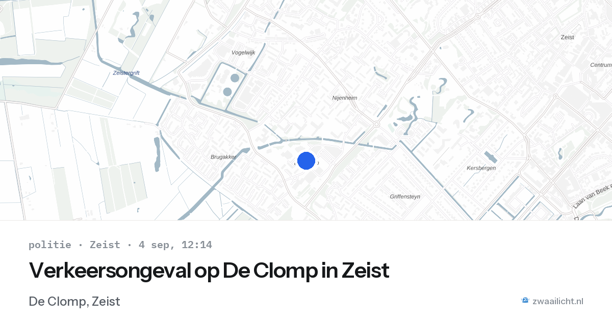 Verkeersongeval op De Clomp in Zeist — 4 sep 2026