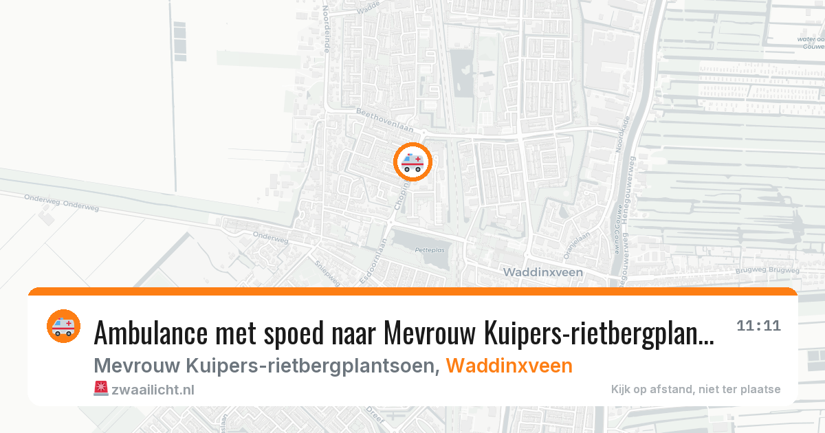 Ambulance met spoed naar Mevrouw Kuipers-rietbergplantsoen in Waddinxveen — 21 jun 2026