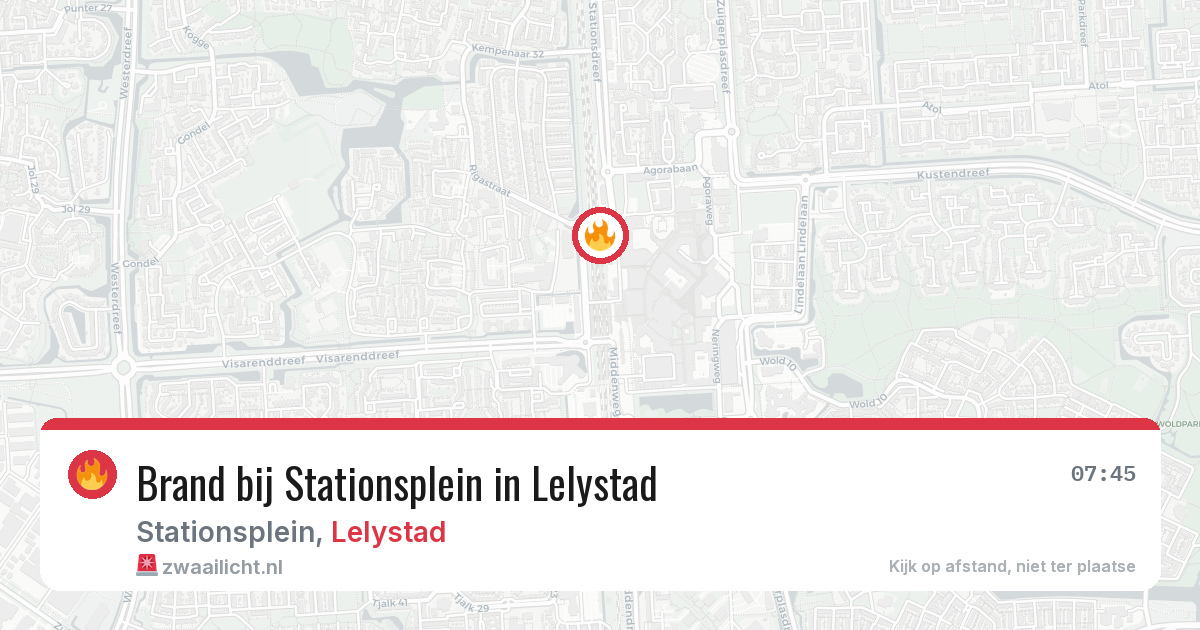 Brand bij Stationsplein in Lelystad — 2 jul 2026
