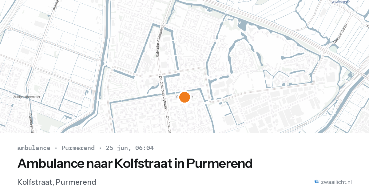 Ambulance naar Kolfstraat in Purmerend — 25 jun 2026