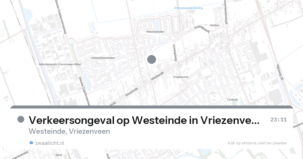 Verkeersongeval op Westeinde in Vriezenveen — 24 aug 2026