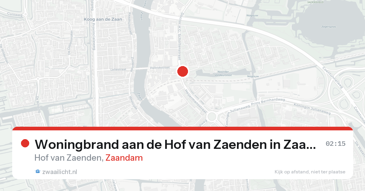 Woningbrand aan de Hof van Zaenden in Zaandam — 17 aug 2026