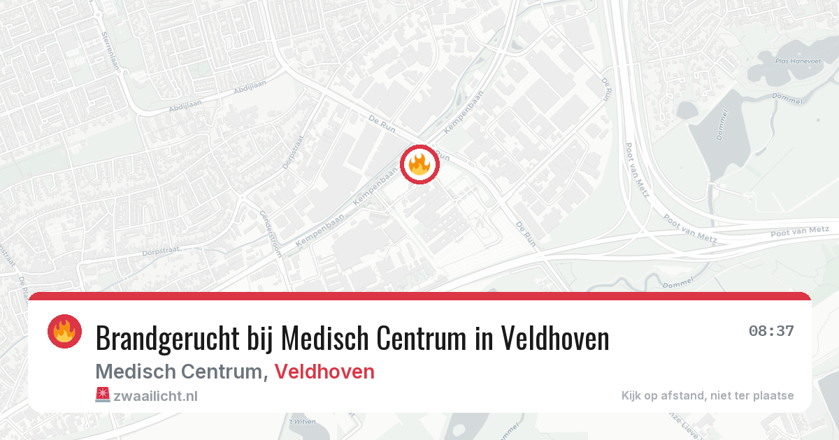Brandgerucht bij Medisch Centrum in Veldhoven — 10 aug 2026
