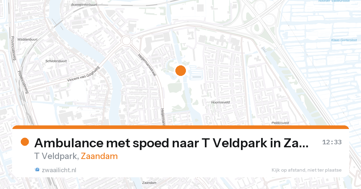 Ambulance met spoed naar T Veldpark in Zaandam — 26 aug 2026
