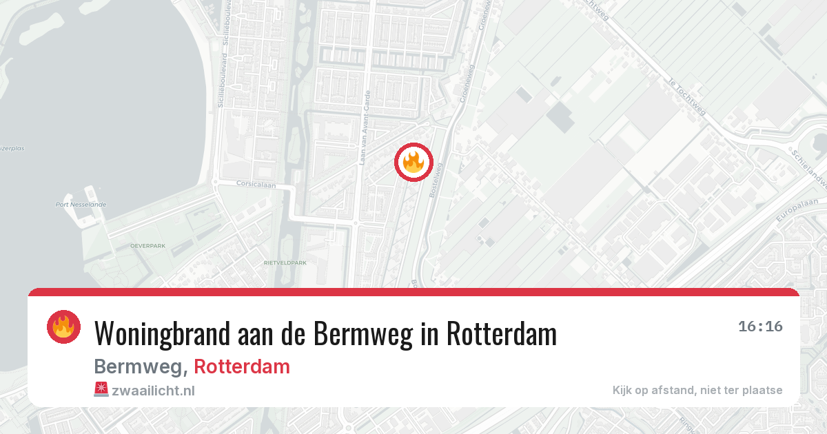 Woningbrand aan de Bermweg in Rotterdam — 24 jun 2026