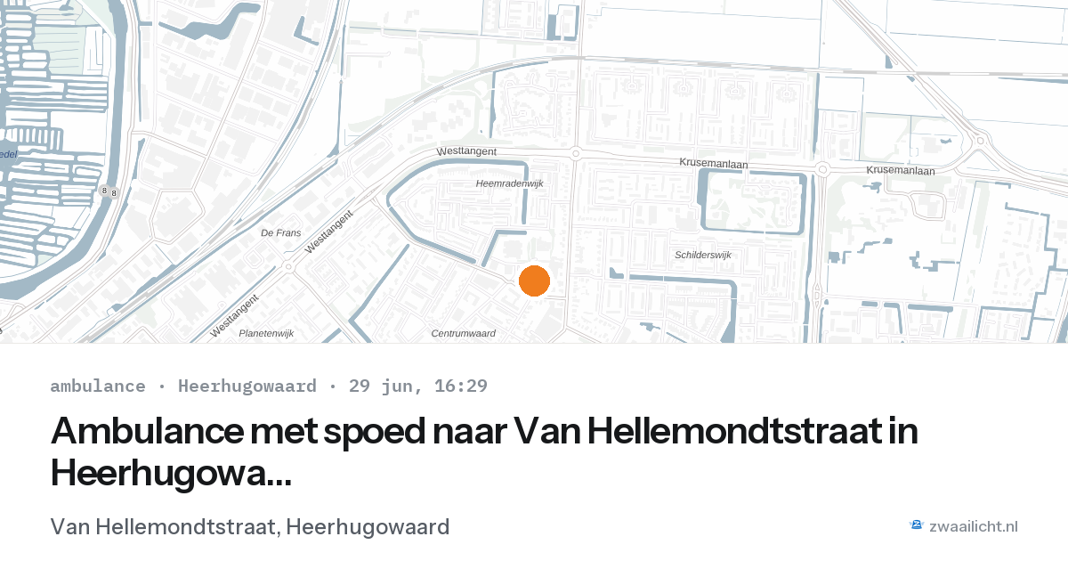 Ambulance met spoed naar Van Hellemondtstraat in Heerhugowaard — 29 jun 2026