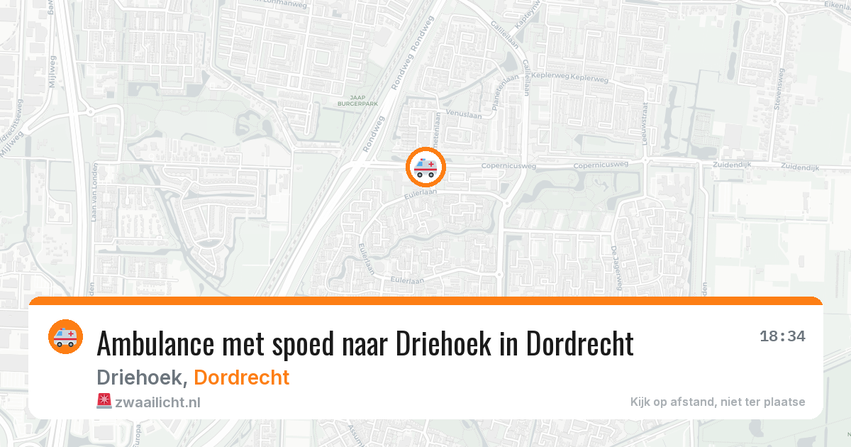 Ambulance met spoed naar Driehoek in Dordrecht — 8 aug 2026