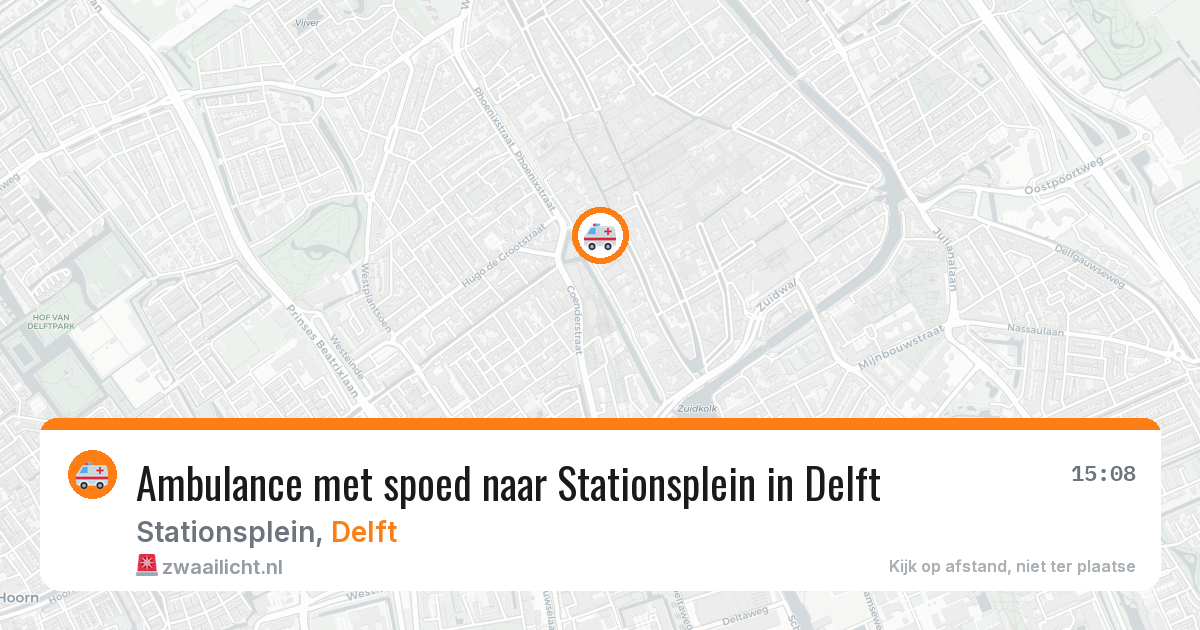 Ambulance met spoed naar Stationsplein in Delft — 7 aug 2026