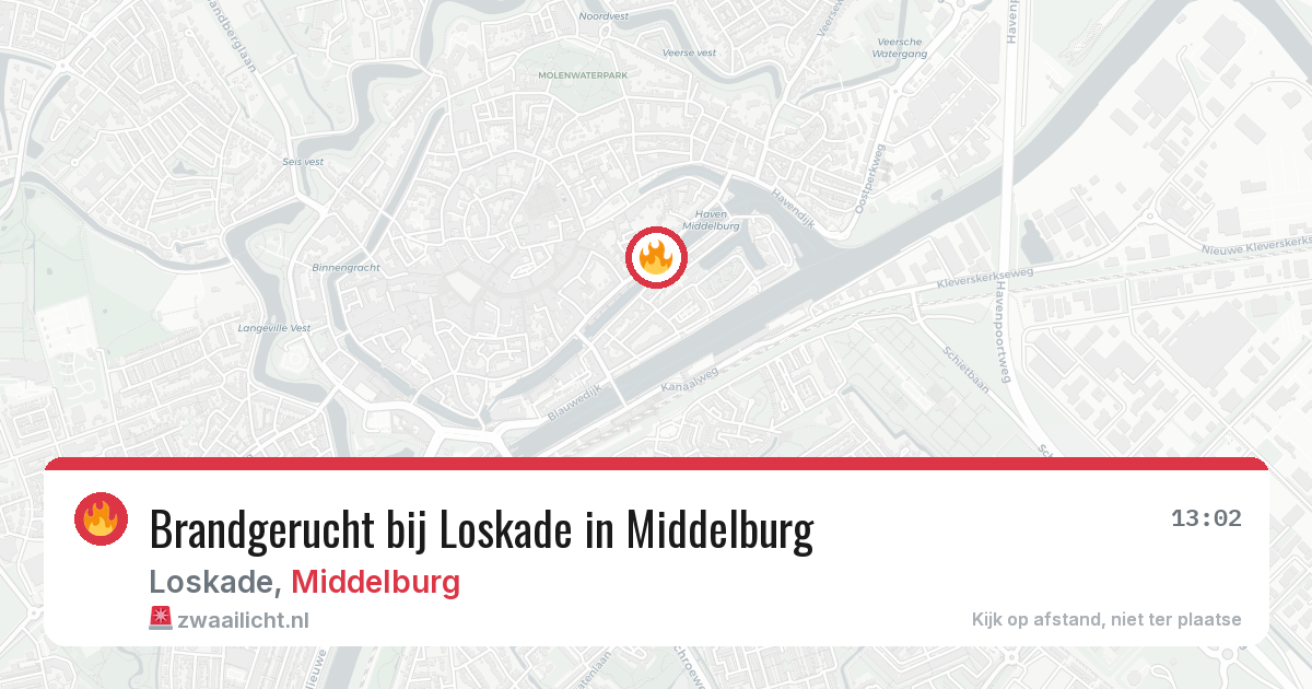 Brandgerucht bij Loskade in Middelburg — 29 jun 2026