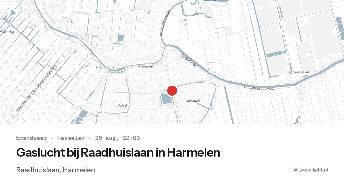 Gaslucht bij Raadhuislaan in Harmelen — 30 aug 2026