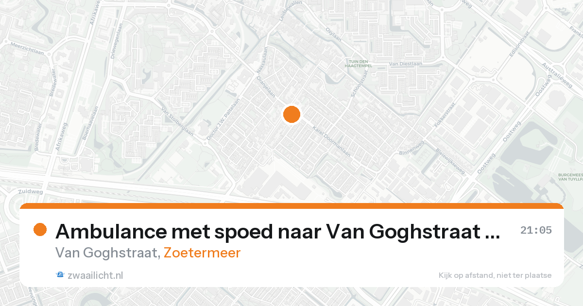 Ambulance met spoed naar Van Goghstraat in Zoetermeer — 21 aug 2026