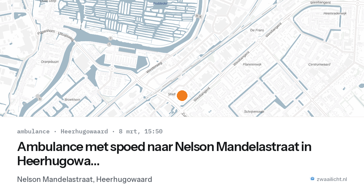 Ambulance met spoed naar Nelson Mandelastraat in Heerhugowaard — 8 mrt 2026