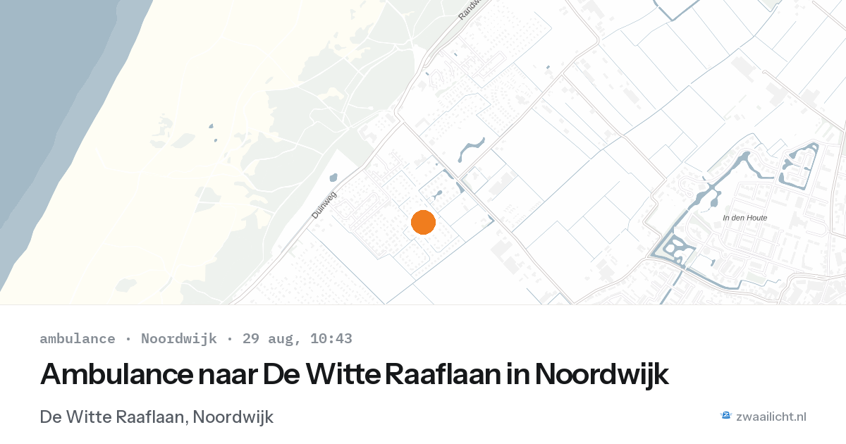Ambulance naar De Witte Raaflaan in Noordwijk — 29 aug 2026