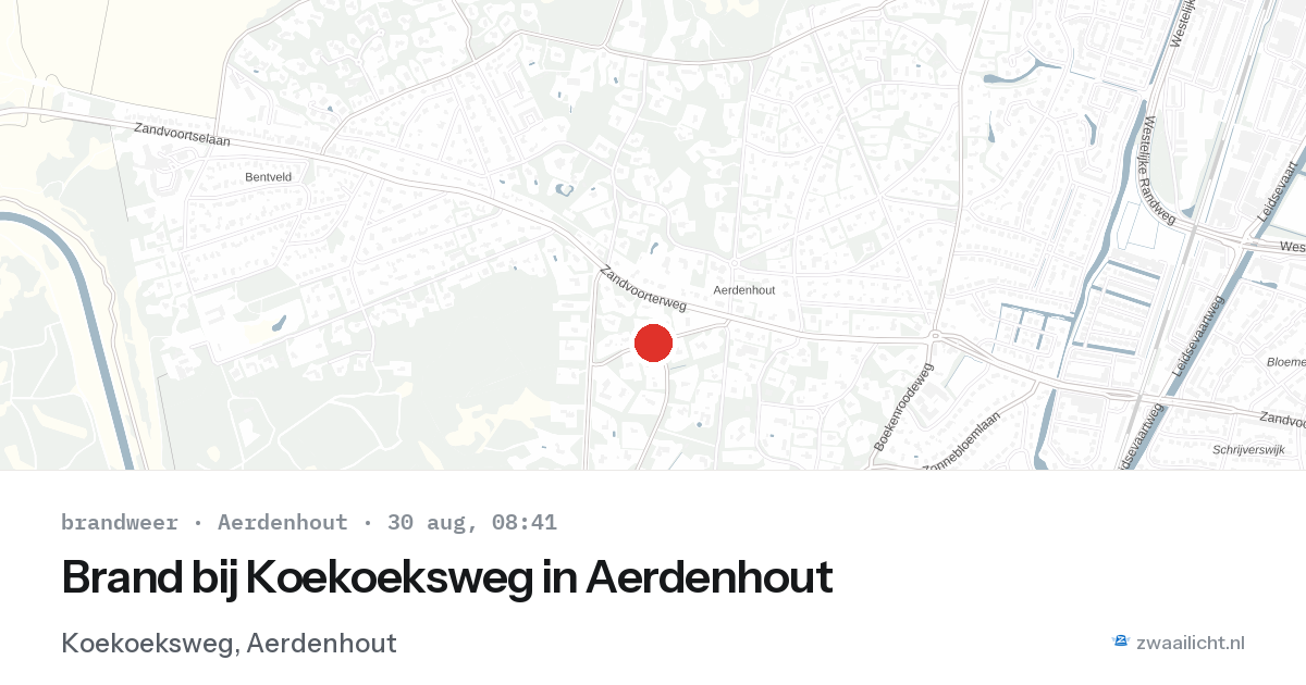 Brand bij Koekoeksweg in Aerdenhout — 30 aug 2026