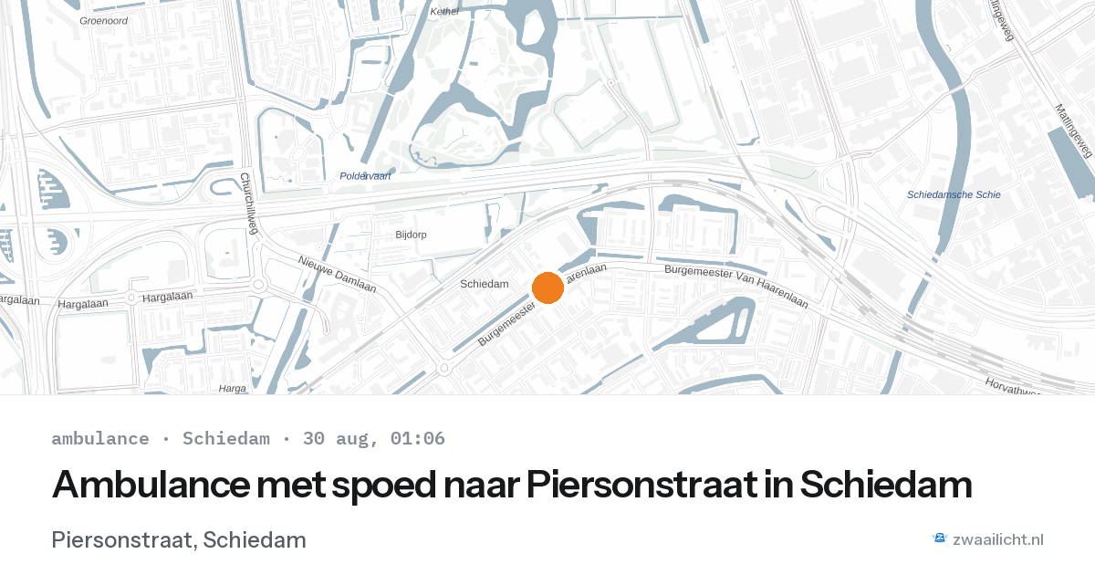Ambulance met spoed naar Piersonstraat in Schiedam — 29 aug 2026