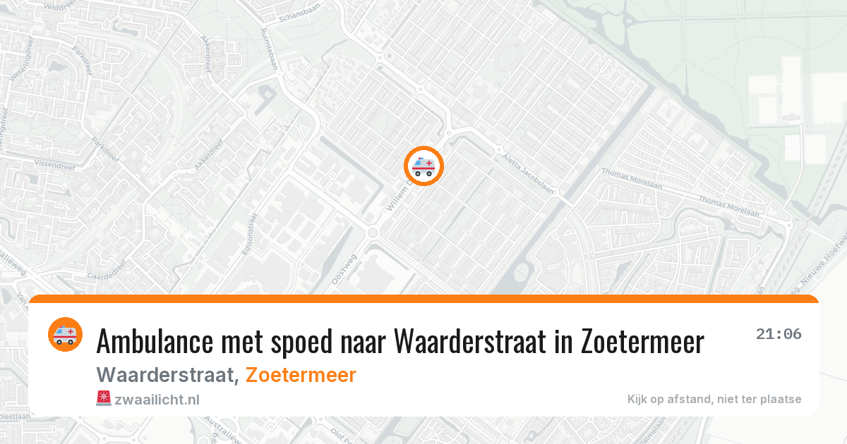 Ambulance met spoed naar Waarderstraat in Zoetermeer — 9 aug 2026