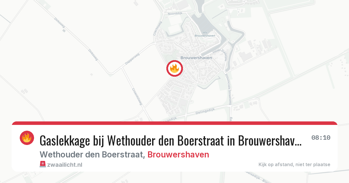 Gaslekkage bij Wethouder den Boerstraat in Brouwershaven — 29 jun 2026