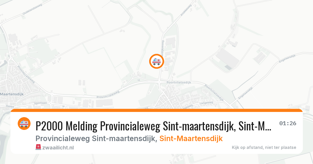 P2000 Melding Provincialeweg Sint-maartensdijk, Sint-Maartensdijk — 9 feb 2026