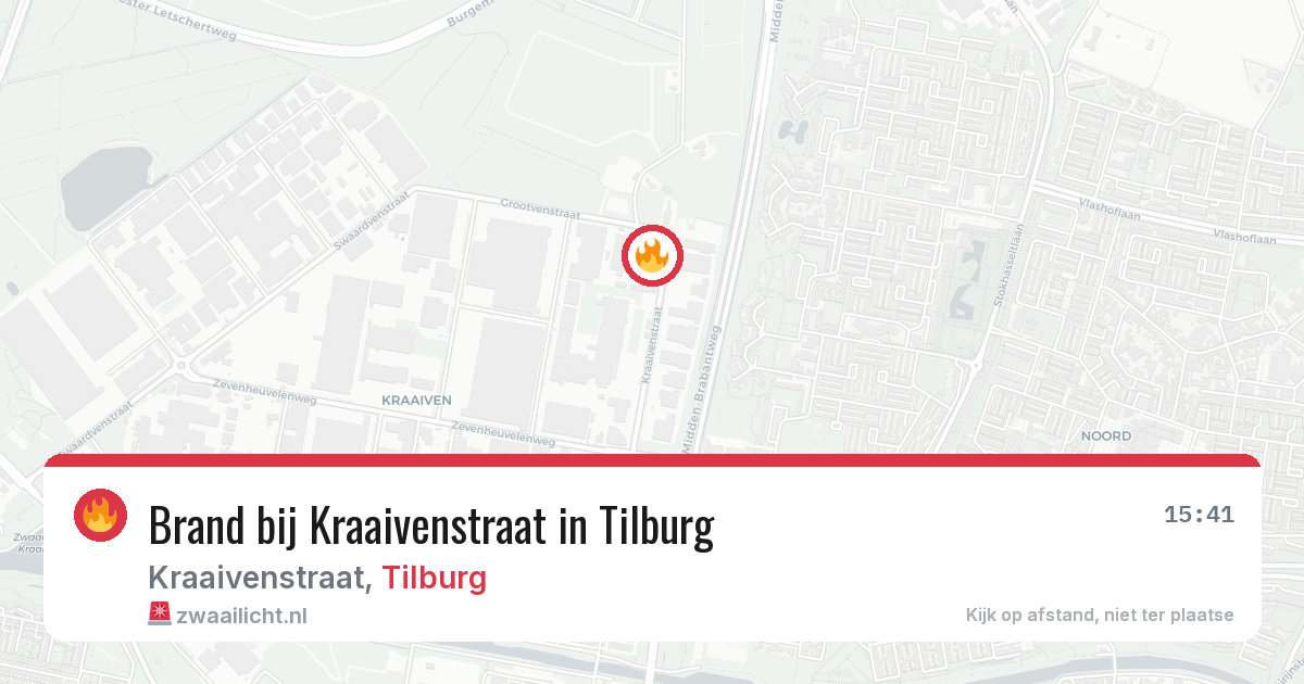 Brand bij Kraaivenstraat in Tilburg — 24 mrt 2026