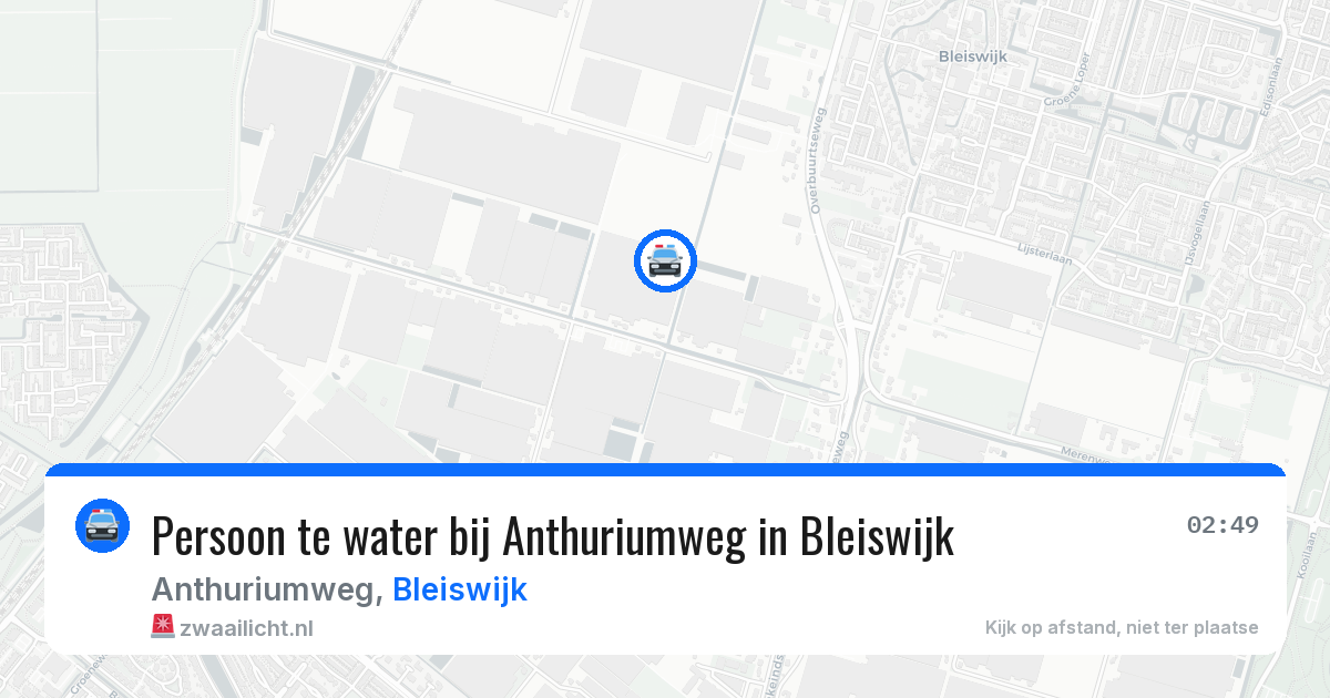 Persoon te water bij Anthuriumweg in Bleiswijk — 15 jul 2026