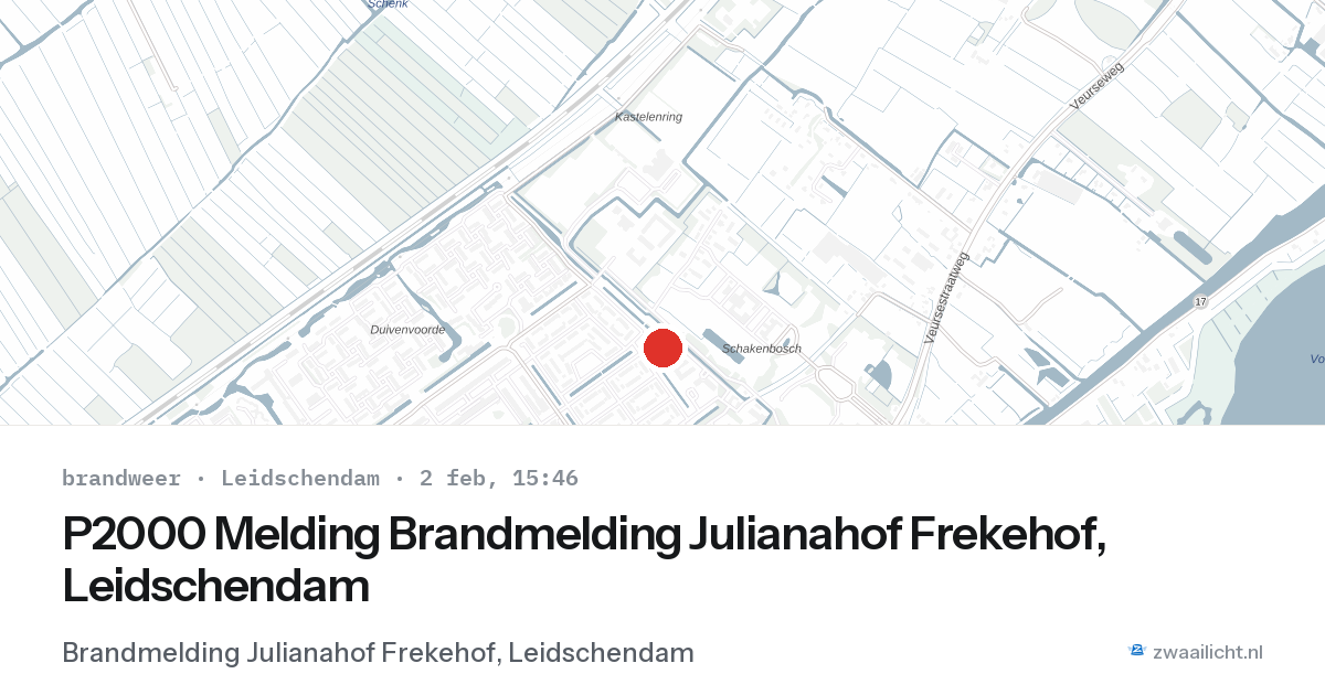 P2000 Melding Brandmelding Julianahof Frekehof, Leidschendam — 2 feb 2026