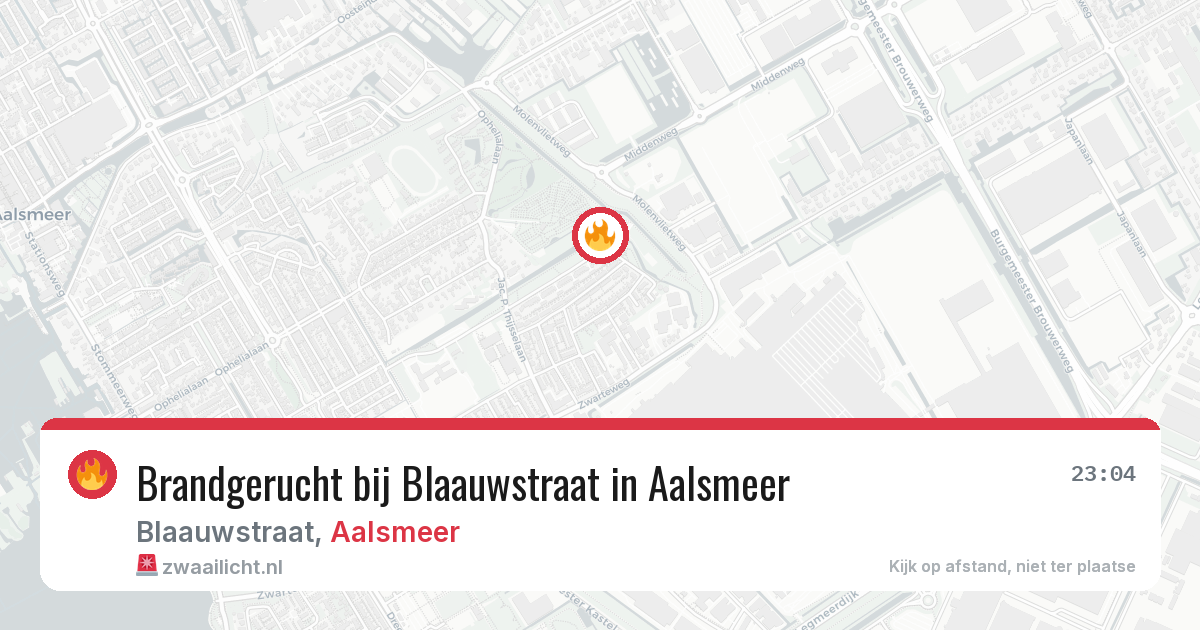 Brandgerucht bij Blaauwstraat in Aalsmeer — 19 jun 2026