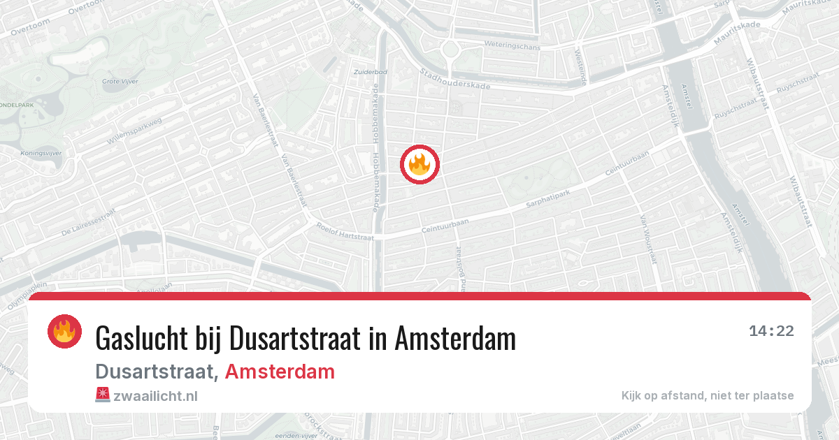 Gaslucht bij Dusartstraat in Amsterdam — 19 jun 2026