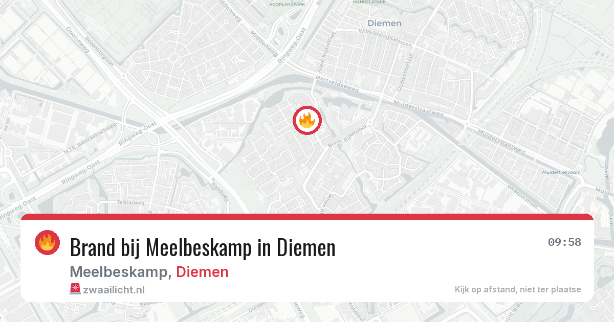 Brand bij Meelbeskamp in Diemen — 7 jul 2026