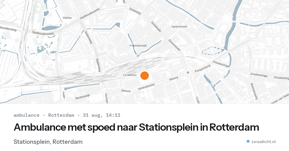 Ambulance met spoed naar Stationsplein in Rotterdam — 31 aug 2026