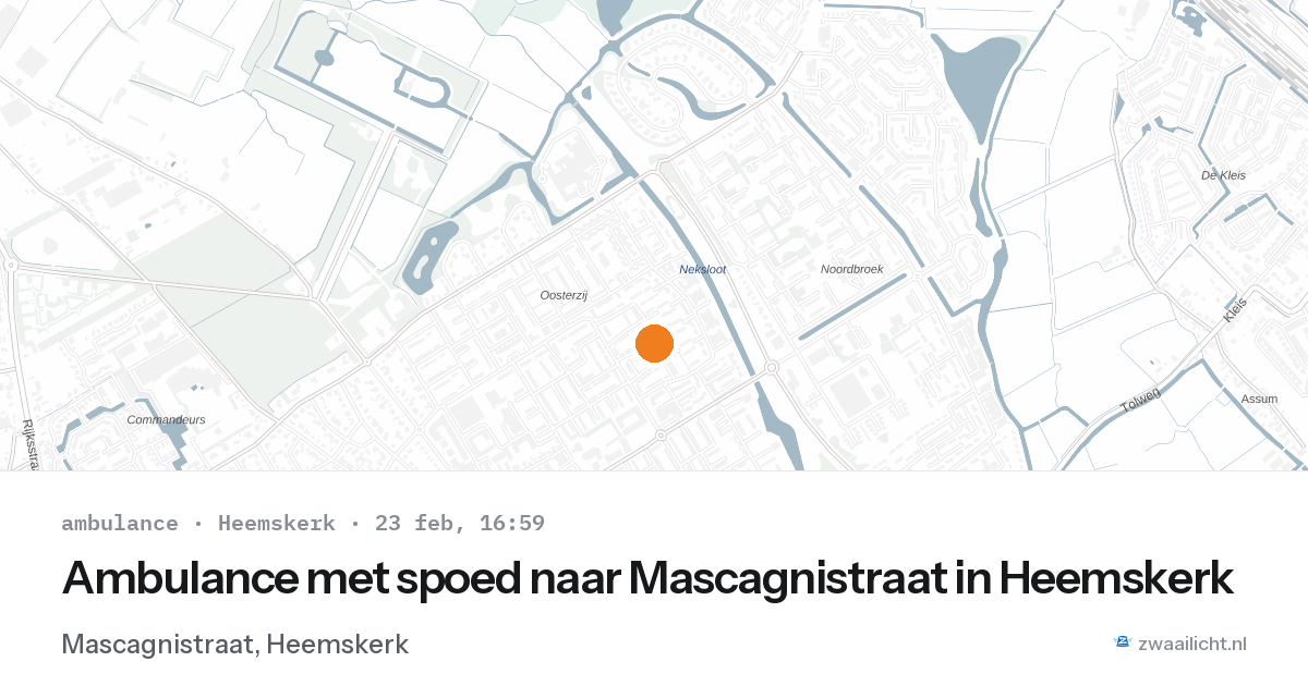 Ambulance met spoed naar Mascagnistraat in Heemskerk — 23 feb 2026