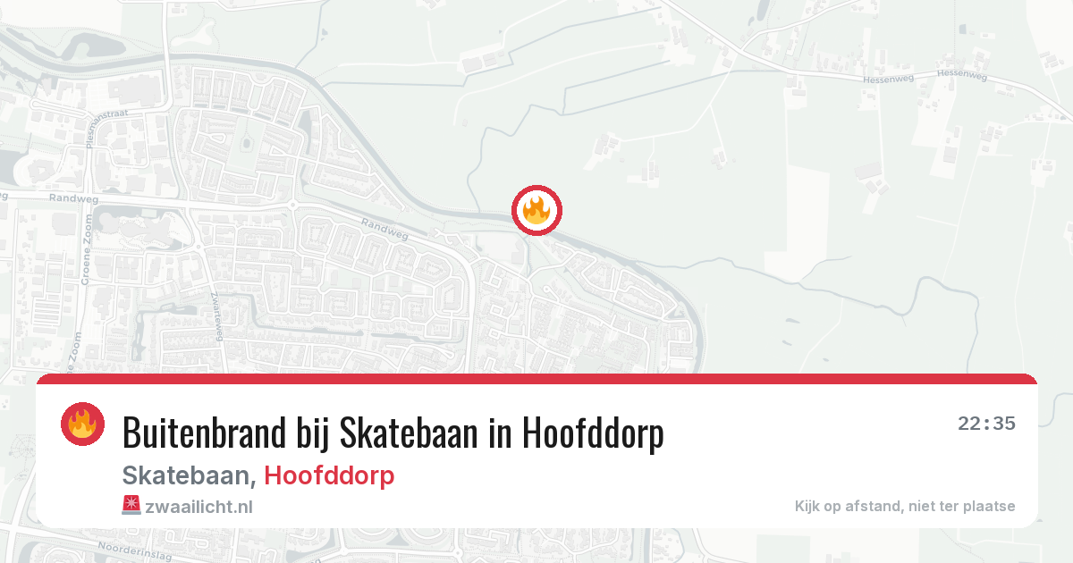 Buitenbrand bij Skatebaan in Hoofddorp — 9 aug 2026